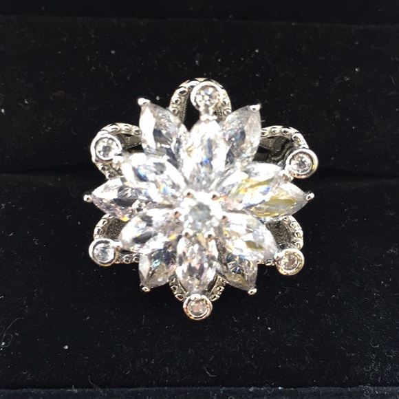 Stamped S925( SILVER  RING )Marquise sapphires 7 - Picture 3 of 6